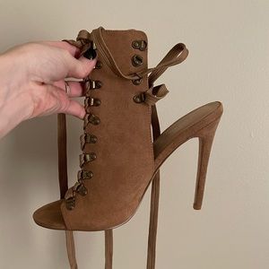 Brown Lace Up Heels